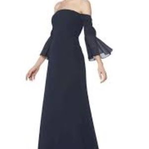 BILL LEVKOFF NAVY OFF SHOULDER BRIDESMAIDS DRESS WEDDING 12 NEW